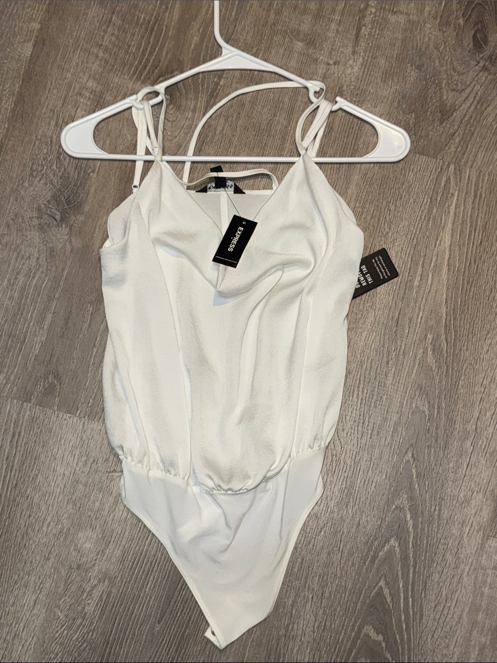 Express White Satin Cowl Neck Bodysuit